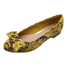 M&S Womens Mustard Yellow Satin Flat Extra Wide Ballet Shoes Size UK 3.5 New