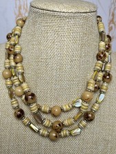 Layered Bead Necklace Cream &