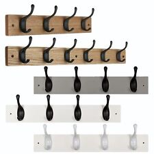 Coat Hooks Wall Mounted Modern Wooden Board with Smooth Metal Coat Hanger
