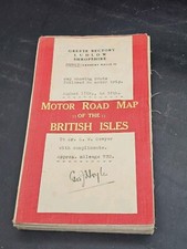 Philips' Motor Road Map of the British Isles 1930s Folded Paper Canvas 35 x 42