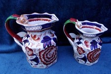 Pair of Gaudy Welsh Horton Pattern Jugs