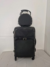 Samsonite Vintage Black Label Large Suitcase & Train Cosmetics Case in Black & G