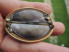 Vtg. Designer Marena W-Germany Gold Tone  Pearl  Brooch Pin Pendant