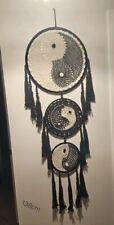 Extra large macrame beaded dream catcher- black/white ying/yang