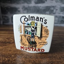 Vintage Colman's Mustard Money Box NORWICH Firm Ceramic White Cube VGC