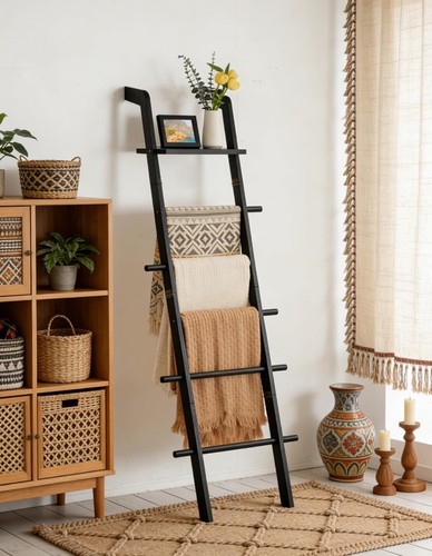 Black blanket ladder with top - black,