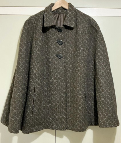 Heavy wool tweed cape brown - heavy,