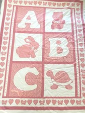 Vintage Baby ABC Animals Panel Fabric Lightweight Polycotton 114×87cm