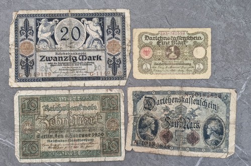 Old german banknotes - 4x,