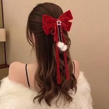 Red Golden Velvet Bow Hair Ornament Christmas New Year Accessories Hair Clips