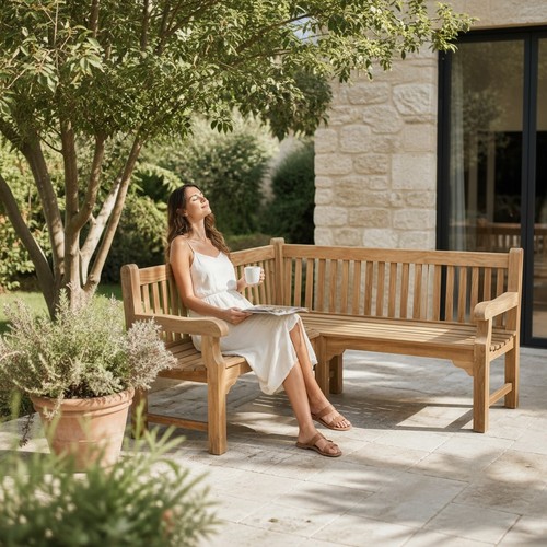 Garden teak corner bench - garden,