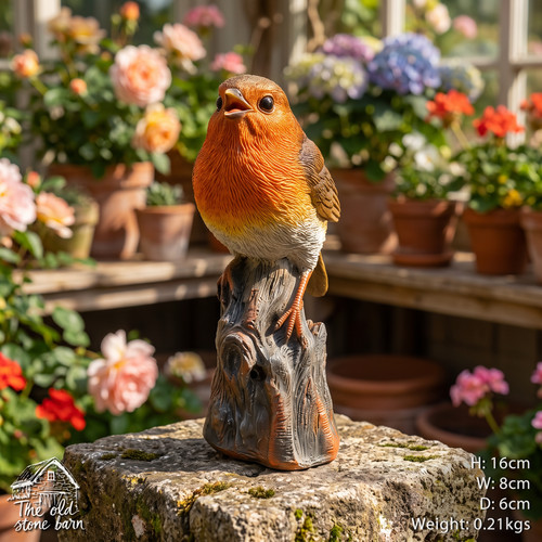 Tweeting red robin - robin, sculpture