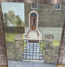 Lewis Davies Original Acrylic Painting Victorian House Garden Gate