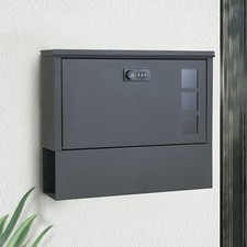 Large Steel Wall-Mounted Mailbox Keyless 3-Digit Lock Letter Box Secure Parcel