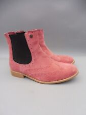 Superdry Pink suede brogues boots size 4