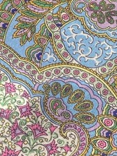 Russian Cotton Scarf / Shawl for Women Paisley Pattern 100% Cotton Blue