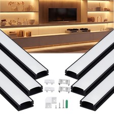 6x 1m Black U-Shape LED