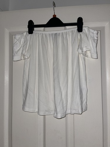 Primark white bardot ribbed - white,