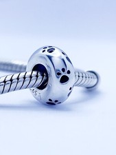 Paw Print Charm Bead Stopper Spacer Puppy Dog Genuine 925 Sterling Silver 💖