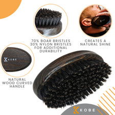 Kobe Pro Hair & Beard Military Brush, Chinese Ash wood and Boar Bristles, Barber
