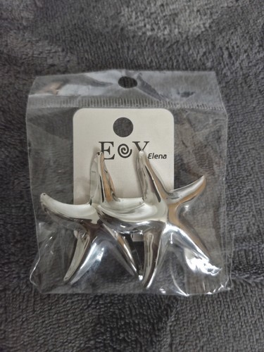 Big silver starfish - big, earrings