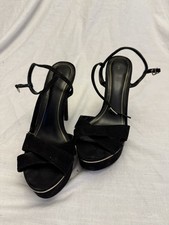 Charles & Keith Black Suede Platform Ankle Strap High Heels Size 37 UK 4