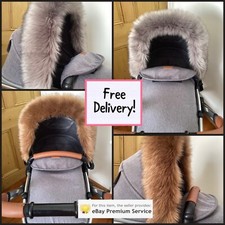 PREMIUM -Mink-  Faux Fur Pram Hood Trims -Grey or Tan- Fluffy Silky Soft