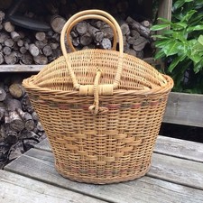 Large Old Vintage African Woven Wicker Lidded Shopping Or Beach Travel Bag