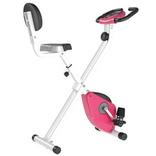 HOMCOM Foldable Magnetic Exercise Bike w/ LCD,  Pink, Refurbished