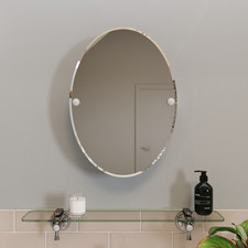 Croydex Oval Bathroom Mirror Titling Flexi-Fix™ Wall Mount Vanity 45x34cm -1919 