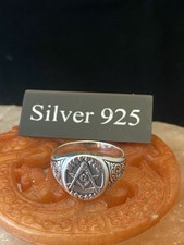 Silver masonic signet ring - silver,