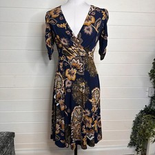 Eliza J Navy Printed Wrap Midi