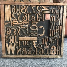 Antique Wooden Printers Press Typecase Tray Wall Art Picture Letters Numbers