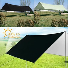3x3M Tarpaulin Waterproof Camping Tarp Shelter Tent Awning Cover with Poles Kit