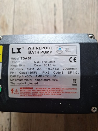Tda50 whirlpool bath pump - lx,