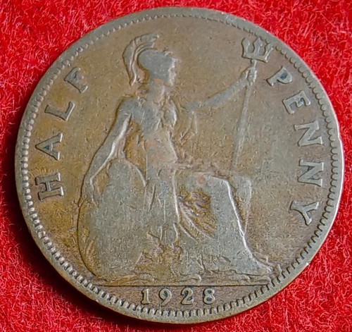 1928 king george half penny - king,