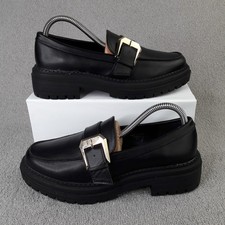 Primark Womens Shoes UK 5 Black Platform Formal Office Loafers Loafer EU 38