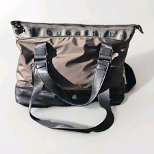Bugatti Travel Overnight Getaway Bag Black Gray Double Strap Zipper Storage  SEE