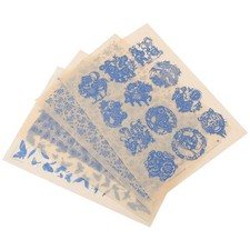  4 Sheets Underglaze Transfer Pottery Ceramics Decals Paper Stencils