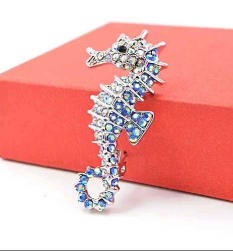 Silver tone seahorse diamante - tone,
