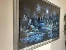 OIL PAINTING ON VELVET FRAMED