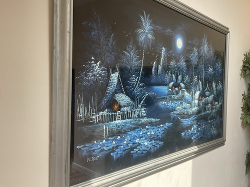 Oil painting velvet framed - oil,