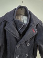 M&S Boys Navy Military Style Jacket Age 3/4 Zip Up And Double Breasted