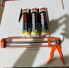 3 tubes Soudal Soudabond 690G Windscreen Adhesive Black+ FREE Caulking Gun 400ml