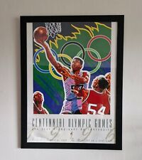 Original Vintage Olympic Games Basketball Poster from 1996 Atalanta in frame