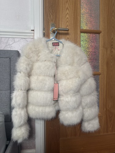 White faux fur jacket size - faux,