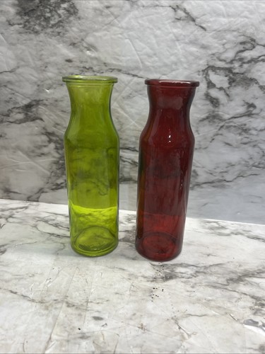 Glass vases red green - red,