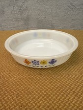 Phoenix Opalware Floral Dish Pyrex Vintage MCM Vtg 1970s Milk Glass 20cm D x 5cm