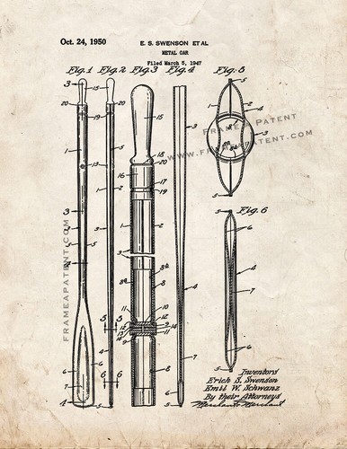 Metal oar patent print old - oar,