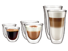 2x Double Wall Insulated Glass Coffee Glass Mug Tea Cup w Handle 80/250/350ml